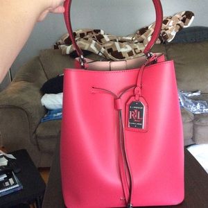 Ralph Lauren Dryden Debby Drawstring Bag in Rouge